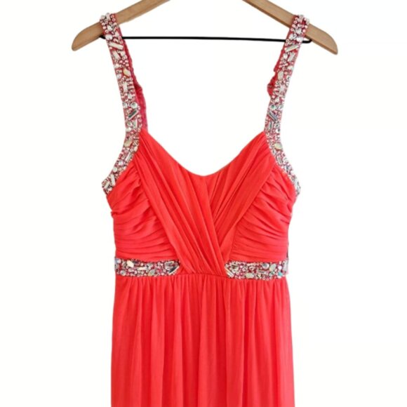 City Triangles Beaded Sequin Embellished Chiffon Prom Homecoming Dress Gown Sz 7 - Picture 1 of 10